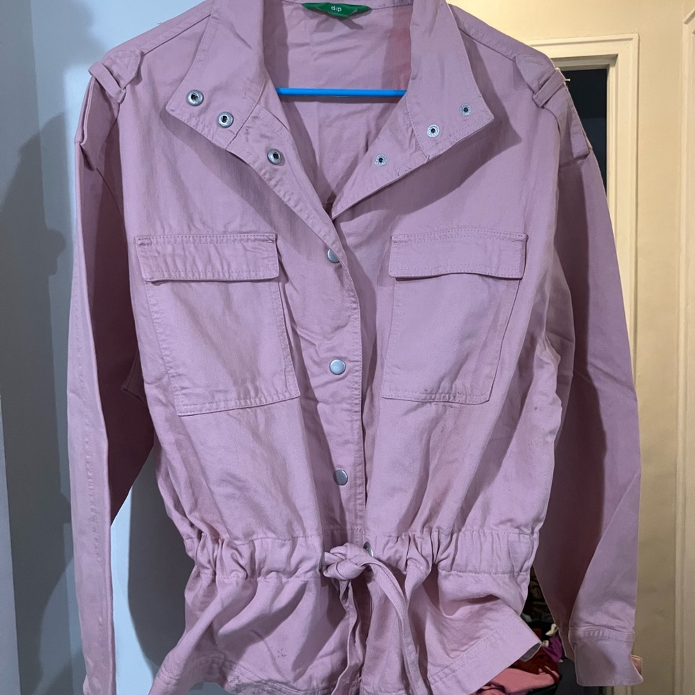 Dip Pink Utility Jacket with Drawstring Waist